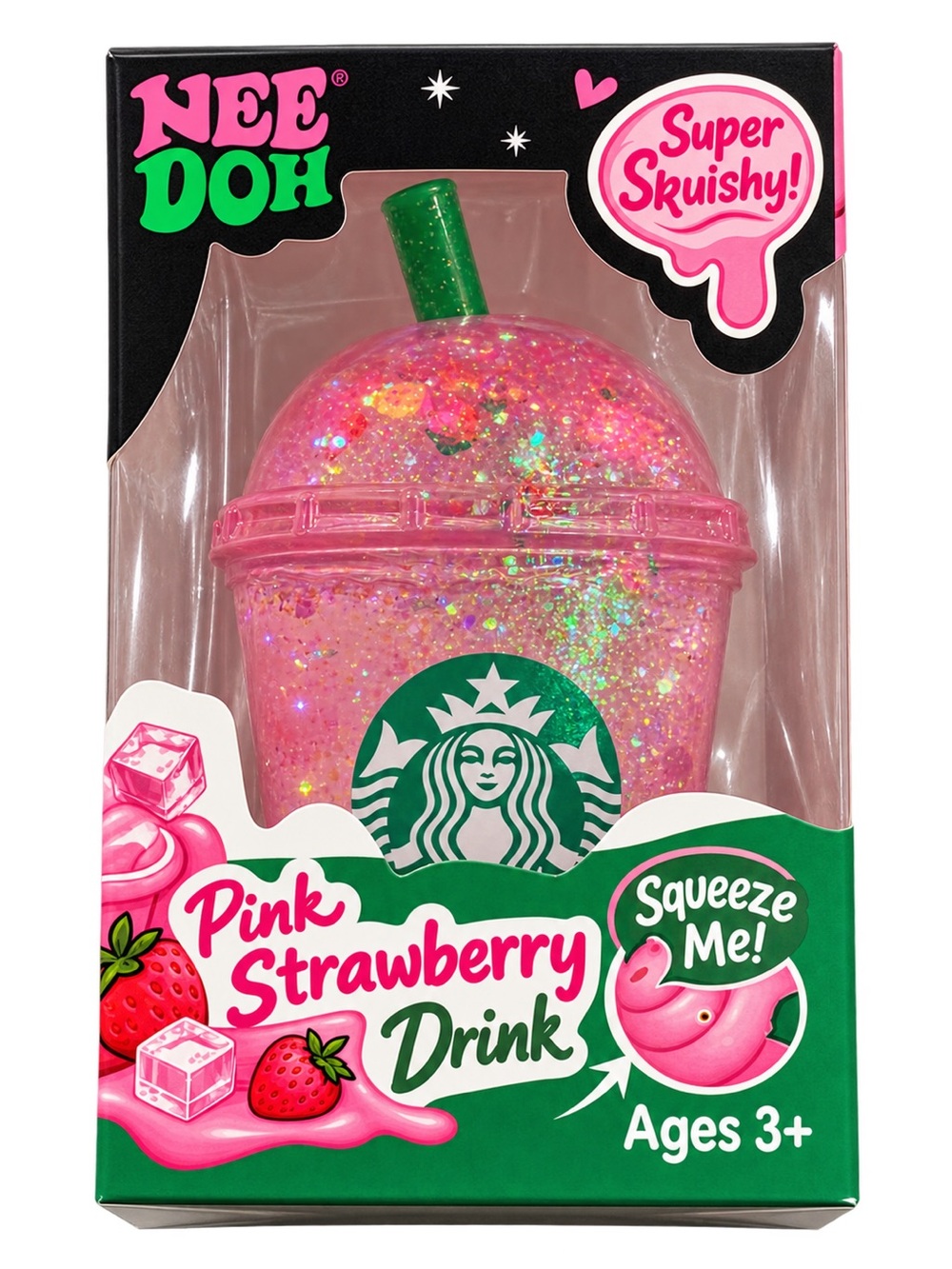 Pink Strawberry Drink Super Squishy Stress Ball